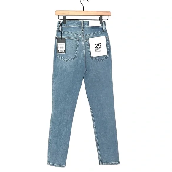 Re/Done Originals 90s High Rise Ankle Crop Denim in Worn Light Azure - Picture 4 of 11